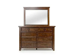 Sonora Sleigh Bed W/ Storage, Dresser, Mirror & Nightstand In Brown, Queen