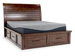 Sonora Sleigh Bed W/ Storage, Dresser, Mirror & Nightstand In Brown, Queen