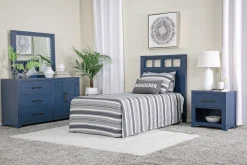 St Regis Panel Headboard, Dresser, Mirror & Nightstand In White, Twin