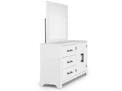 St Regis Panel Headboard, Dresser, Mirror & Nightstand In White, Twin