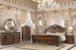 Stellata Sleigh Bed In Mahogany Brown, Queen