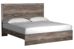 Stelsie Panel Bed, Dresser, Mirror & Nightstand In Gray, Full