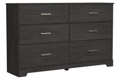 Stelsie Panel Bed, Dresser, Mirror & Nightstand In Gray, Full