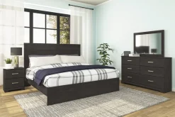 Stelsie Panel Bed, Dresser, Mirror & Nightstand In Gray, Full