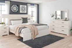 Stelsie Panel Bed, Dresser, Mirror & Nightstand In Gray, Full