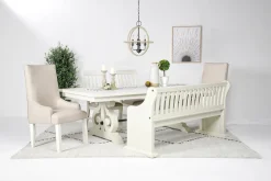 Stone Dining Bench W/ Storage In White