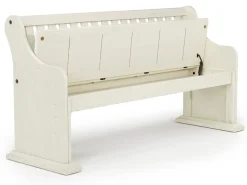 Stone Dining Bench W/ Storage In White