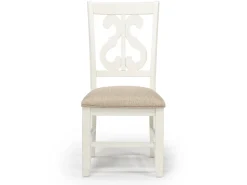 Stone Side Chair In White, Upholstered Slat
