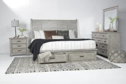 Sullivan Panel Bed W/ Storage, Dresser, Mirror & Nightstand In Drift Gray, Queen