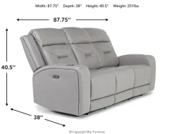 Tahoe 2 Power Sofa In Charcoal