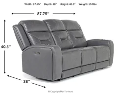 Tahoe 2 Power Sofa In Charcoal