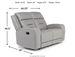 Tahoe Reclining Loveseat In Light Gray