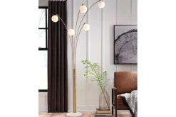 Taliya Arc Floor Lamp In Champagne/White