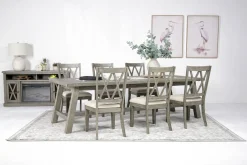 Telluride Dining Table & 6 X-Back Chairs In Driftwood