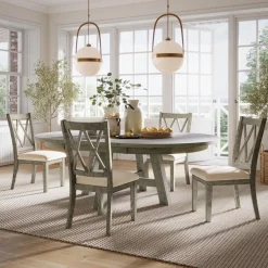 Telluride Round Dining Table & 4 Chairs In Driftwood