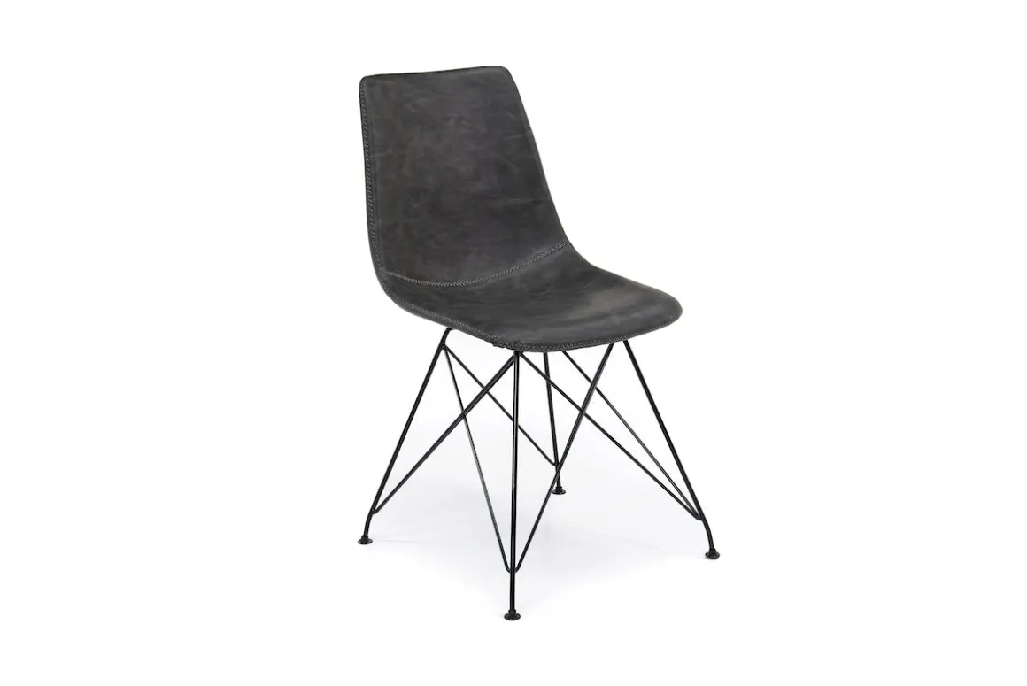 Theo Side Chair In Slate Leather