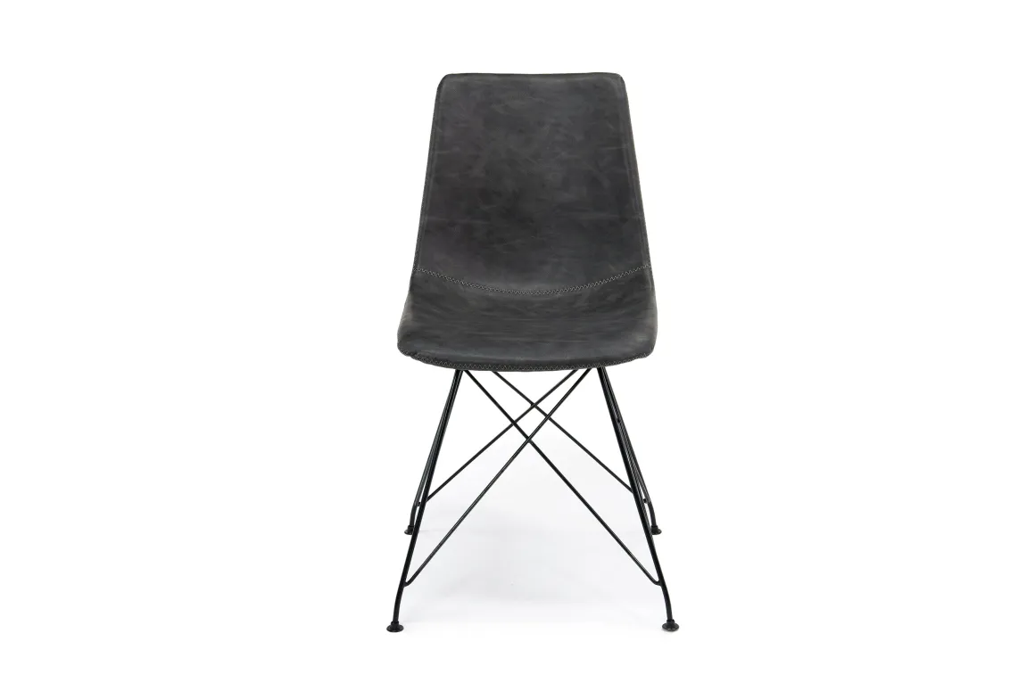 Theo Side Chair In Slate Leather