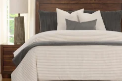 Ticking Stripe Duvet Set In Pewter / Smoke / Storm / Gray, Queen