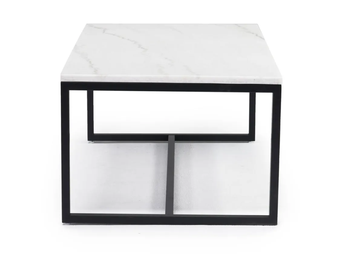 Torin Coffee Table In White Marble/Black