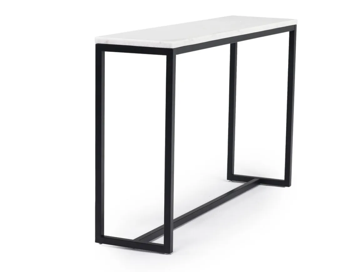 Torin Sofa Table In White Marble/Black
