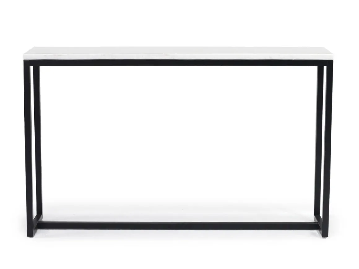 Torin Sofa Table In White Marble/Black