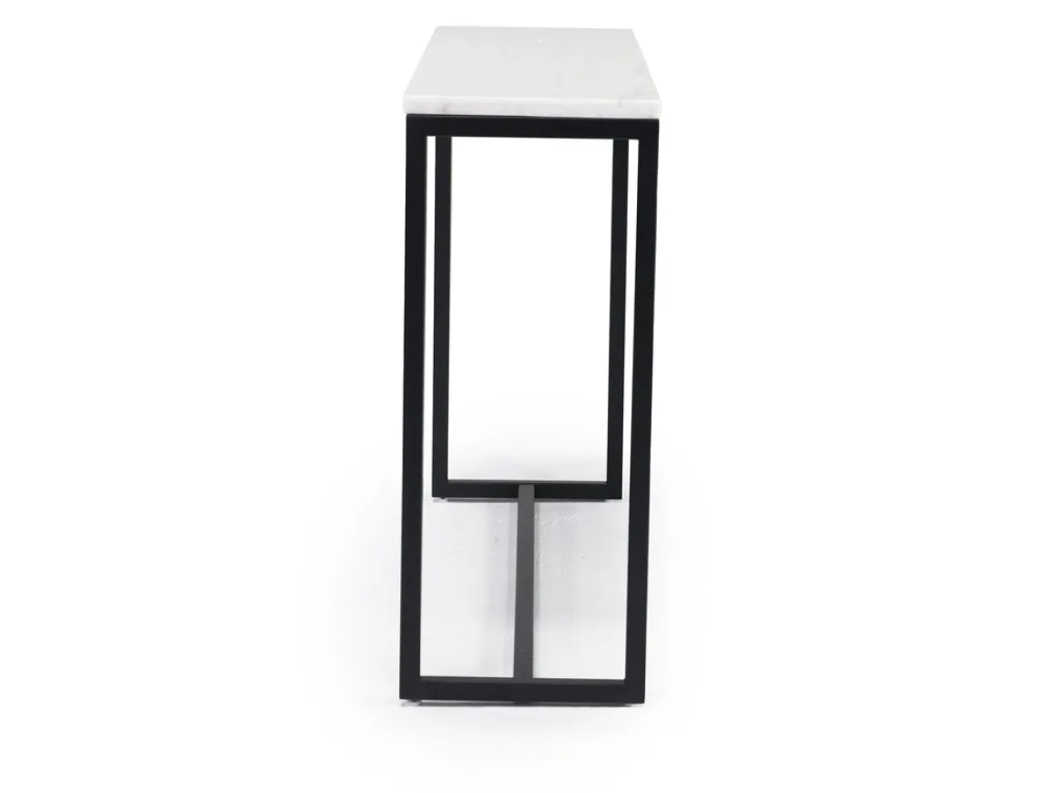 Torin Sofa Table In White Marble/Black