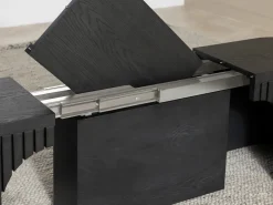 Transformer Round Extendable Dining Bench In Smoked Hickory Dark Gray