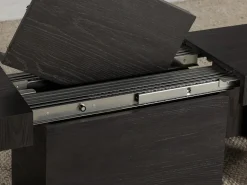 Transformer Round Extendable Dining Bench In Smoked Hickory Dark Gray