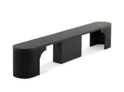 Transformer Round Extendable Dining Bench In Smoked Hickory Dark Gray