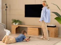 Transformer Round Extendable Dining Bench In Smoked Hickory Dark Gray