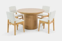 Transformer Round Extendable Dining Table & 4 Chairs In Scandinavian Oak