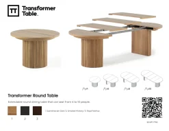 Transformer Round Extendable Dining Table & 4 Chairs In Scandinavian Oak