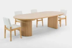 Transformer Round Extendable Dining Table & 4 Chairs In Scandinavian Oak