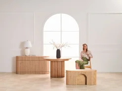 Transformer Round Server In Scandinavian Oak