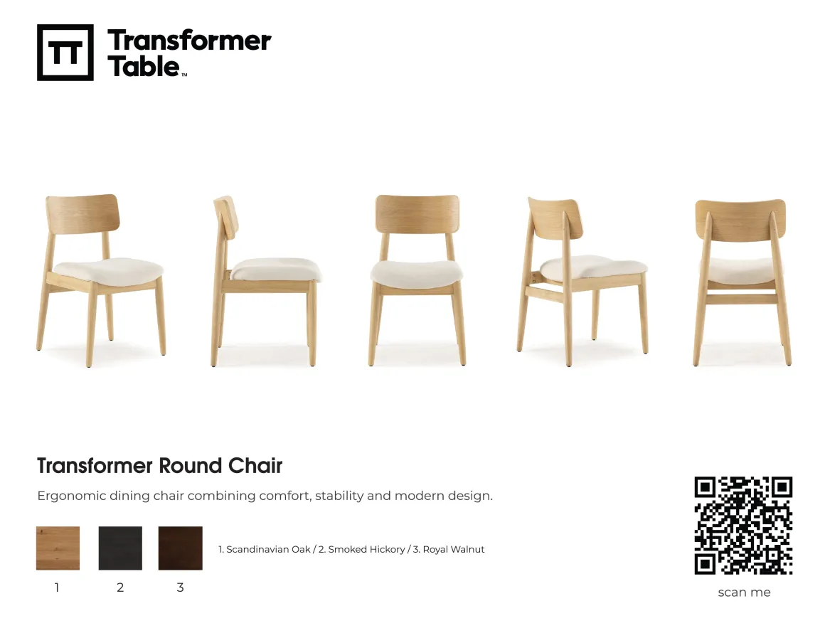 Transformer Stackable Side Chair In Scandinavian Oak & Creamy