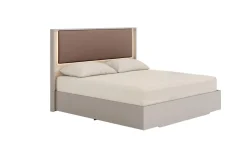 Tullia Upholstered Panel Bed In Pearl Line/Eco Stone, Queen