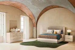 Tullia Upholstered Panel Bed In Pearl Line/Eco Stone, Queen