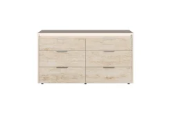 Tullia Upholstered Panel Bed, Dresser, Mirror & Nightstand In Pearl Line/Eco Stone, Queen