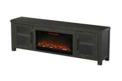 Tybee Fireplace Console In Black, 85 Inch