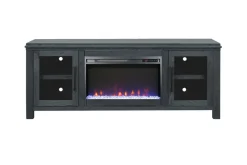 Tybee Fireplace Console In Black, 85 Inch
