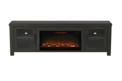 Tybee Fireplace Console In Black, 85 Inch