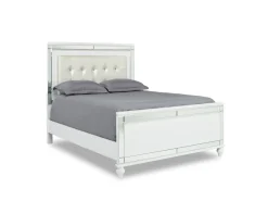Valentino Panel Bed, Dresser, Mirror & Nightstand In Silver, Twin