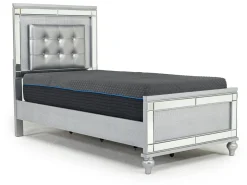Valentino Panel Bed In White, Twin