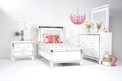 Valentino Panel Bed In White, Twin