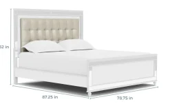 Valentino Panel Bed In White, Twin