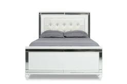 Valentino Panel Bed In White, Twin