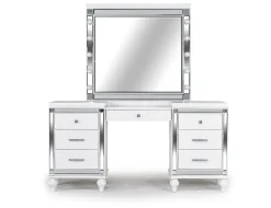 Valentino Vanity, Mirror & Stool In Silver