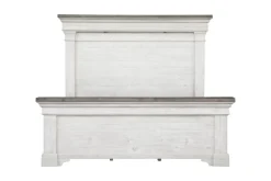 Valley Ridge Panel Bed In White Gray Finish, Queen
