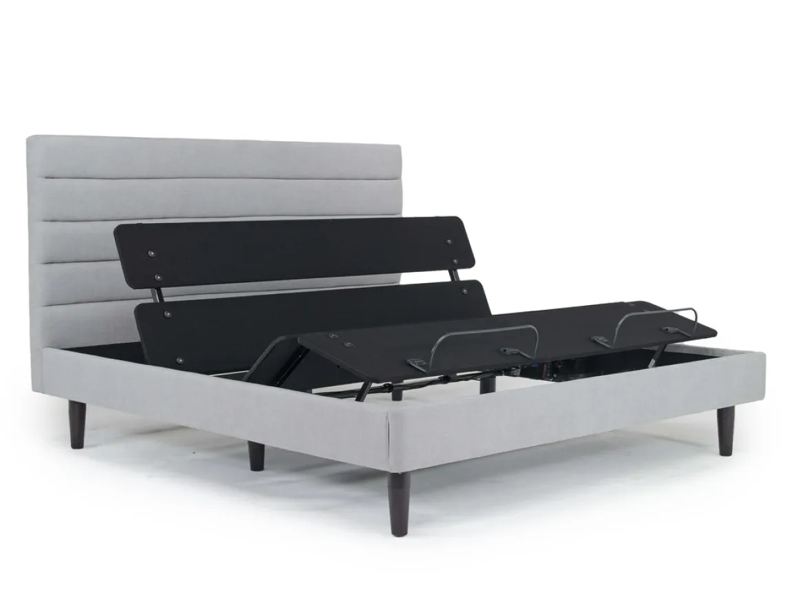 Vista Upholstered Adjustable Foundation Bed In Charcoal, Full