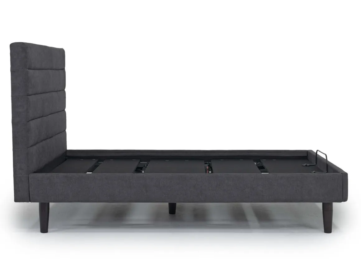 Vista Upholstered Adjustable Foundation Bed In Charcoal, Full